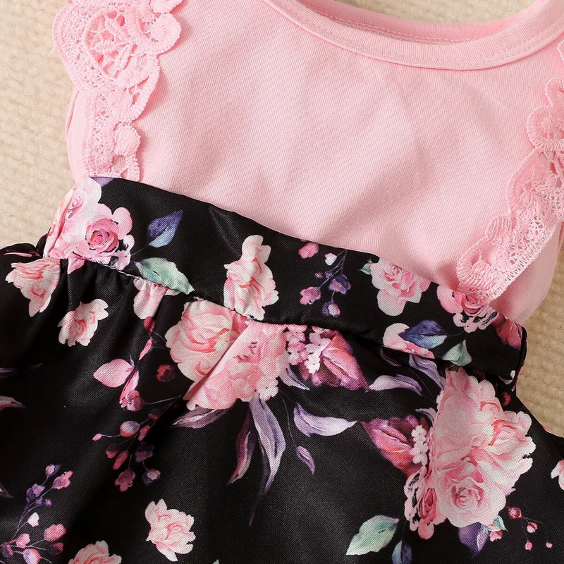 Prowow 0-18M Baby Girl Romper ruhák Csipke rózsaszín virágos body csecsemőknek Szabálytalan ruha Újszülött ruhák lányoknak