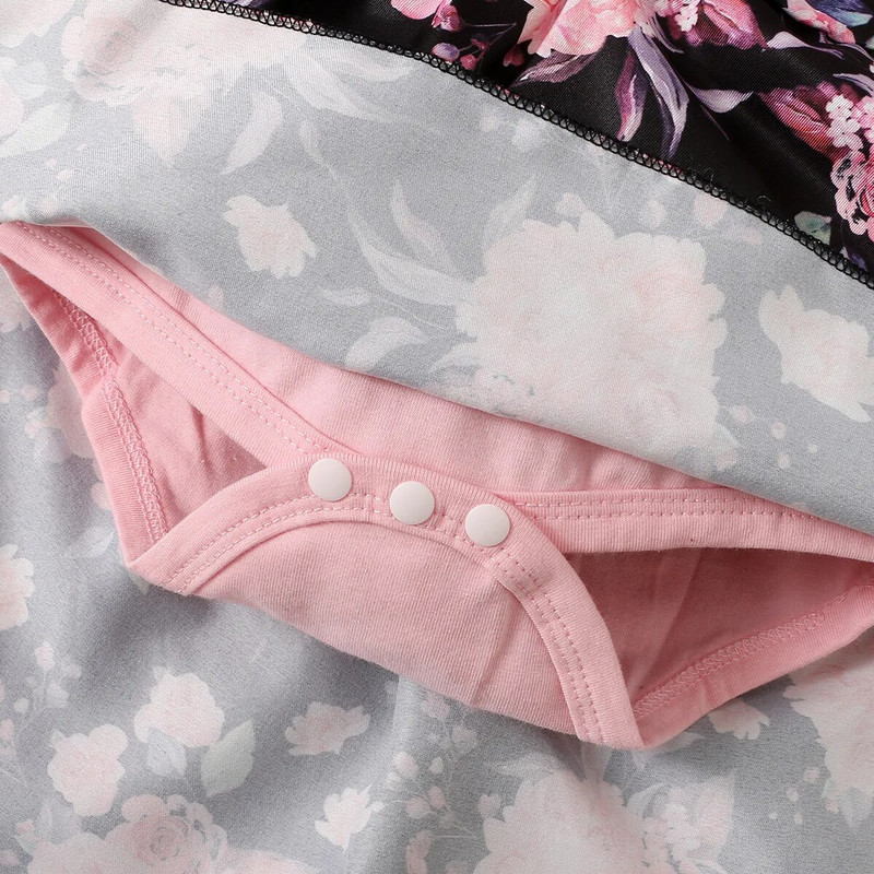 Prowow 0-18M Baby Girl Romper ruhák Csipke rózsaszín virágos body csecsemőknek Szabálytalan ruha Újszülött ruhák lányoknak