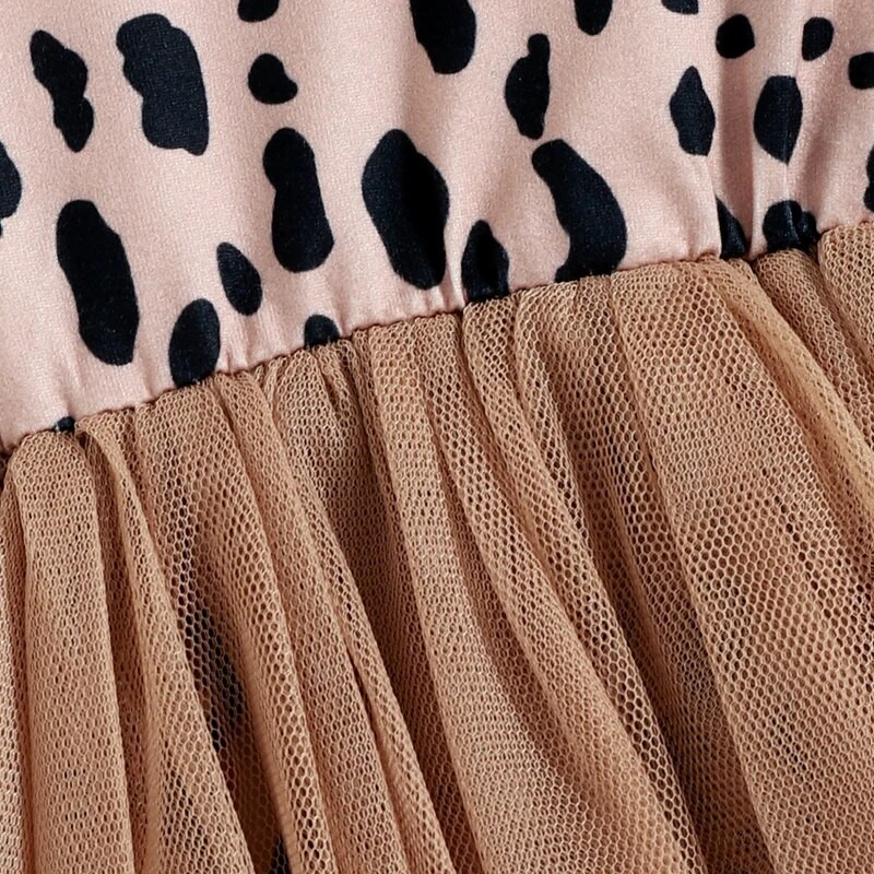 2db Baby Girl Summer Outfit, Leopárdmintás Tüll Repülő Ujjú Romper + Hajpánt kisgyermeknek, 0-12 hónapos