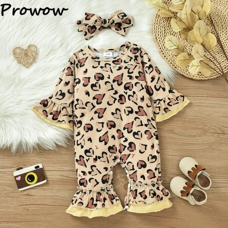 Prowow 0-18M őszi tél baba lány kiszélesedett nadrág szív leopárdmintás body csecsemőknek + gyapjú mellény újszülött lány ruhák