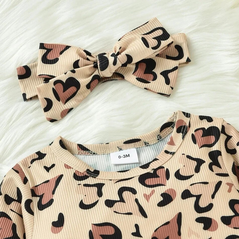 Prowow 0-18M őszi tél baba lány kiszélesedett nadrág szív leopárdmintás body csecsemőknek + gyapjú mellény újszülött lány ruhák