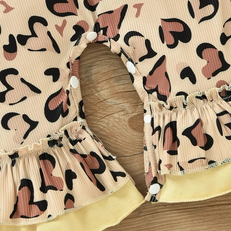 Prowow 0-18M őszi tél baba lány kiszélesedett nadrág szív leopárdmintás body csecsemőknek + gyapjú mellény újszülött lány ruhák