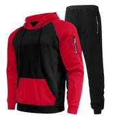 Ανδρικά αθλητικά σετ Fleece 2-Pece Colorblock με κουκούλα πουλόβερ Streetwear Αθλητικά Παντελόνια Ανδρικά Φθινόπωρο και Χειμώνας Νέο 2022