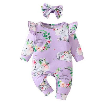 Prowow 0-18M Elephants Baby Girls Romper Jumpsuit Cartoon Animals Florals φορμάκι για νεογέννητα Βρεφικά ρούχα κοριτσίστικα