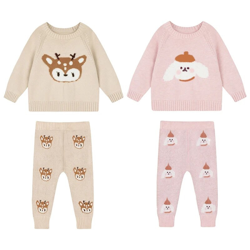 Baby Jongen Meisje Kleding Szettek Lente Pasgeboren Baba Meisje Kleding Felsők + Broek Outfits Baby Gebreide Trui Baba Pizsama Szettek