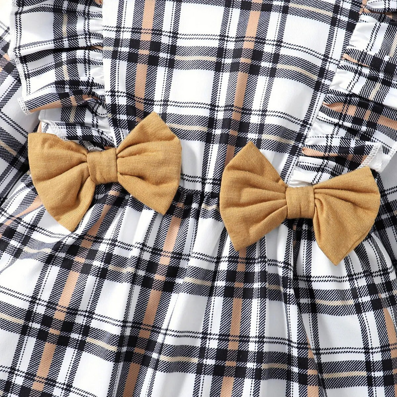 Prowow 0-18M őszi babaruházat fekete kockás nadrág újszülött sapkával Bowknot body csecsemőknek gyerekeknek lányok ruházata