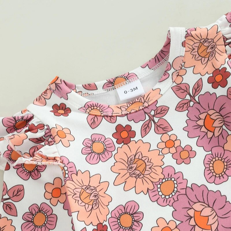 Kislány őszi ruha szettek hosszú ujjú nyakú virágos nadrág + kordbársony függőszoknya