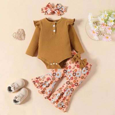 Prowow 0-18M őszi tél baba lányoknak ruha készlet hosszú ujjú body és virágos nadrág újszülött készletek babáknak