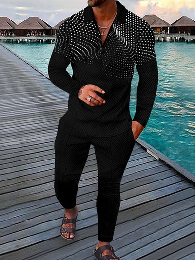 Őszi és téli új férfi varrás öltöny Szabadidő Egyszerű hosszú ujjú nadrág Sport Fitnesz Kocogó Ruházat