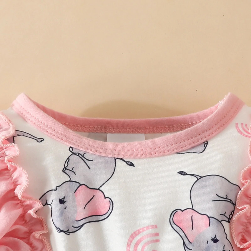 Prowow 0-18M újszülött baba születésű lány ruhák, hosszú ujjú rózsaszín elefánt baba védőruházat gyerekeknek Newbron fodros body