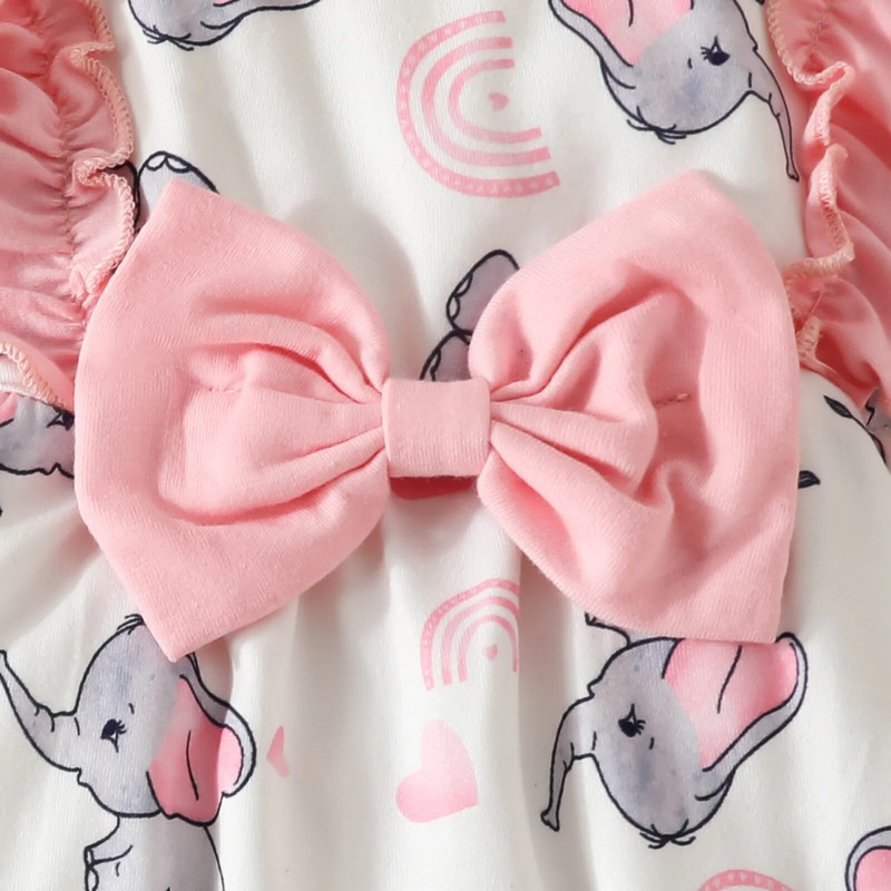 Prowow 0-18M újszülött baba születésű lány ruhák, hosszú ujjú rózsaszín elefánt baba védőruházat gyerekeknek Newbron fodros body