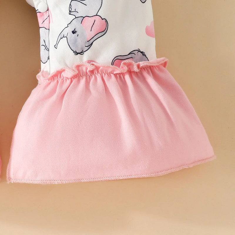 Prowow 0-18M újszülött baba születésű lány ruhák, hosszú ujjú rózsaszín elefánt baba védőruházat gyerekeknek Newbron fodros body