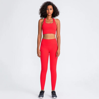 Naked Feel jóga szett Női tornatermi ruhák Fitnesz sportruha pántos sportmelltartó magas derekú leggings rugalmas edzéskészlet