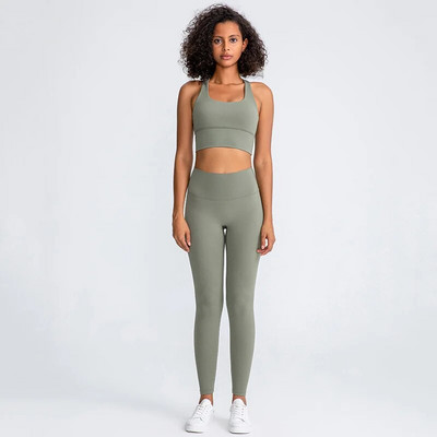 Naked Feel jóga szett Női tornatermi ruhák Fitnesz sportruha pántos sportmelltartó magas derekú leggings rugalmas edzéskészlet