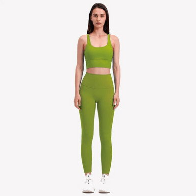 Naked Feel jóga szett Női tornatermi ruhák Fitnesz sportruha pántos sportmelltartó magas derekú leggings rugalmas edzéskészlet