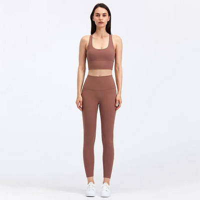 Naked Feel jóga szett Női tornatermi ruhák Fitnesz sportruha pántos sportmelltartó magas derekú leggings rugalmas edzéskészlet