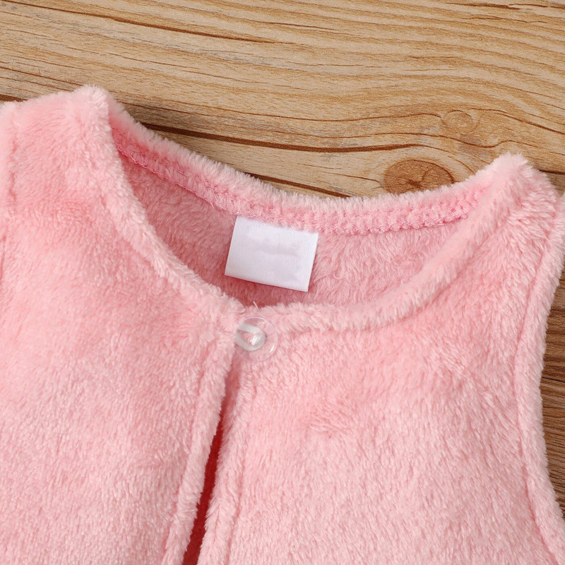 Prowow 0-18M farmer baba ruhák ruhák, rózsaszín, fuzzy mellény+rózsa nadrág+fűzős farmernadrág 3db újszülött szett