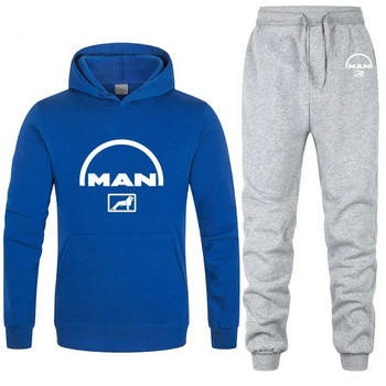 Ανδρική αθλητική στολή με κουκούλα MAN Car Logo Εκτύπωση Casual Hoodie+Pants 2 ΤΕΜ Σετ Fleece Υψηλής ποιότητας Unisex Αθλητικά ρούχα για τζόκινγκ