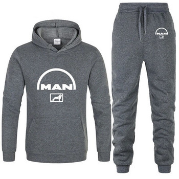 Мъжки спортен костюм с качулка MAN Car Logo Print Casual Hoodie+Pants 2 PCS Set Fleece Висококачествен унисекс спортен костюм за джогинг