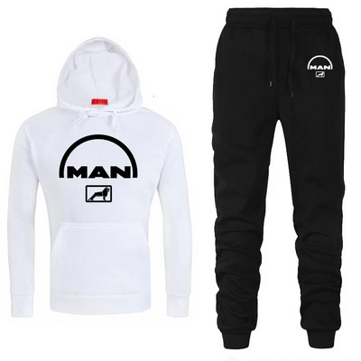 Férfi kapucnis sportruha FÉRFI autós logó nyomtatás alkalmi kapucnis kapucnis + nadrág 2 db szett Polár kiváló minőségű uniszex sportruházat kocogóruha