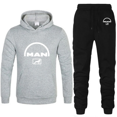 Férfi kapucnis sportruha FÉRFI autós logó nyomtatás alkalmi kapucnis kapucnis + nadrág 2 db szett Polár kiváló minőségű uniszex sportruházat kocogóruha