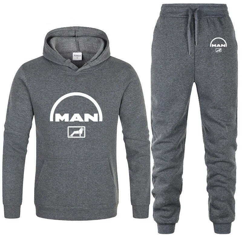 Férfi kapucnis sportruha FÉRFI autós logó nyomtatás alkalmi kapucnis kapucnis + nadrág 2 db szett Polár kiváló minőségű uniszex sportruházat kocogóruha