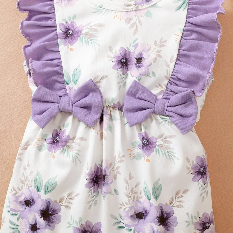 Prowow 0-18M nyári ruha kislányoknak 2023 fodros, két csípős lila nadrág Fisherman napkalappal, 2db Body lányoknak