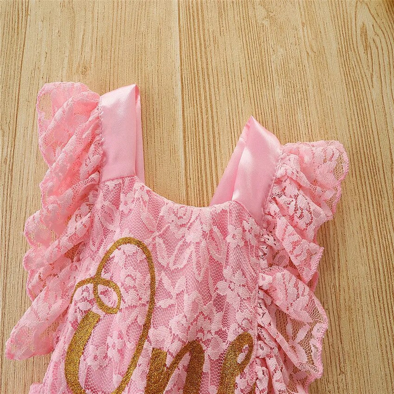 Prowow 0-24 M meitenes pirmās dzimšanas dienas drēbītes jaundzimušā simts dienu bodijs zīdaiņiem, rozā volāniem, princeses kostīms