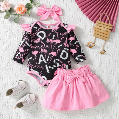 Prowow 0-18M Őszi Téli Kislány Ruhák Barátok Medvék Rózsaszín szoknyák Újszülött Kislányok Ruházati Szettek