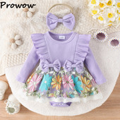 Prowow 0-18M babaruhák tavaszi őszi fodrok hímzéses virágos body újszülötteknek csecsemő baba pólós lányoknak