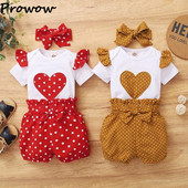 Prowow 0 18M Kislányok Nyári Ruházat Felszerelések Rövid ujjú Romper+Bowknot Dots Shorts Alkalmi újszülött lányok ruhakészlet