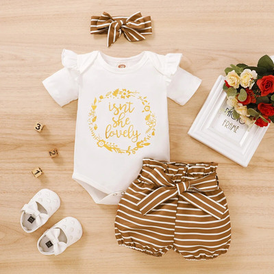 Prowow 0 18M Kislányok Nyári Ruházat Felszerelések Rövid ujjú Romper+Bowknot Dots Shorts Alkalmi újszülött lányok ruhakészlet