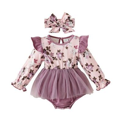 Prowow 6-24M Baby Girl Romper ruha újszülötteknek Lila virágos body csecsemőknek Tipegő jumpsuit ruha lányoknak