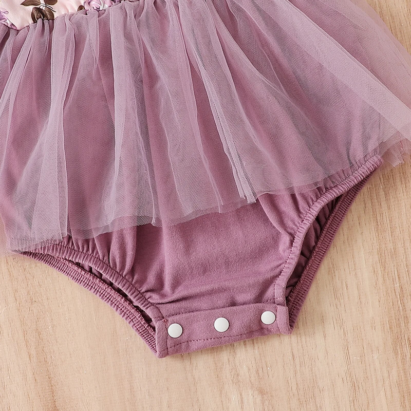 Prowow 6-24M Baby Girl Romper ruha újszülötteknek Lila virágos body csecsemőknek Tipegő jumpsuit ruha lányoknak