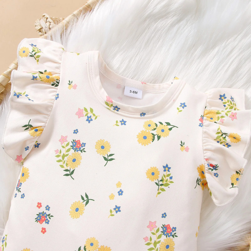 Prowow 0-18M divatos kislányruha készletek kis virágos nadrág és rövidnadrág térdzoknival + fejpánt lányruhák újszülötteknek