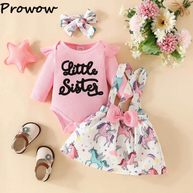 Prowow 0-18M Őszi Téli Kislány Ruhák Egyszarvú Elefánt Babanadrág+Szaknyák Aranyos Újszülött Kislányok Ruhakészletek
