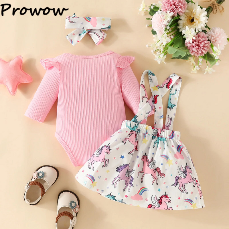 Prowow 0-18M Őszi Téli Kislány Ruhák Egyszarvú Elefánt Babanadrág+Szaknyák Aranyos Újszülött Kislányok Ruhakészletek