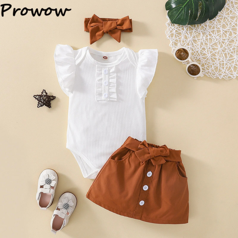 Prowow 0-18M farmer outfit baba lány ruha szett Letter rózsaszín nadrág + szakadt nadrág farmer rövidnadrág nyári felső és szoknya szettek