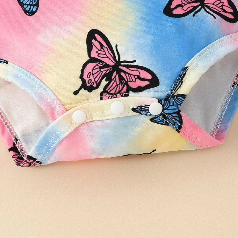 Prowow 0-18M kislány ruha nyári ruha szettek nyakkendővel festett lila pillangós nadrág és öves rövidnadrág újszülött születési szettek