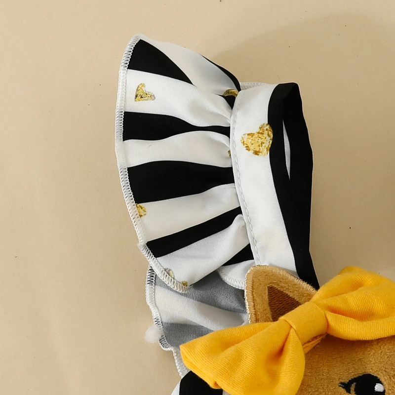 Prowow 0-18M Őszi Téli Kislány Ruhák Outfit Bear Print Romper és Rajzfilm Stripes Medve Ruha Lányoknak Újszülött szett