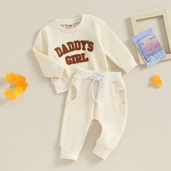 Daddy\'s Girl Toddler Baby Sweat Outfits Суичър с щампа на букви Риза с дълъг панталон Есенно-зимен комплект дрехи