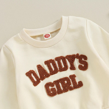 Daddy\'s Girl Toddler Baby Sweat Outfits Суичър с щампа на букви Риза с дълъг панталон Есенно-зимен комплект дрехи