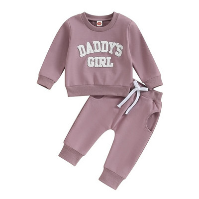 Daddy s Girl Toddler Baby Sweat Outfitek Betűmintás Pulóver ing Hosszú nadrág Őszi Téli Ruhakészlet