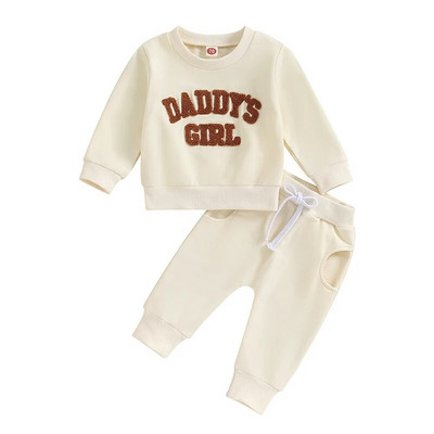 Daddy s Girl Toddler Baby Sweat Outfitek Betűmintás Pulóver ing Hosszú nadrág Őszi Téli Ruhakészlet