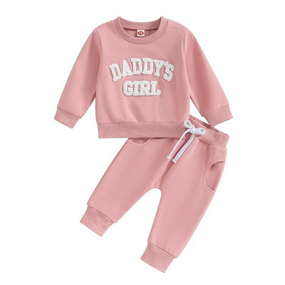 Daddy s Girl Toddler Baby Sweat Outfitek Betűmintás Pulóver ing Hosszú nadrág Őszi Téli Ruhakészlet