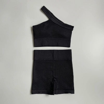 Zökkenőmentes női sportruha Fitness One Vállas jóga szett Push Up melltartó edzés Tornatermi rövidnadrág Futóruházat Sportruházat tréningruha