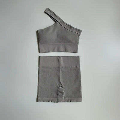 Zökkenőmentes női sportruha Fitness One Vállas jóga szett Push Up melltartó edzés Tornatermi rövidnadrág Futóruházat Sportruházat tréningruha