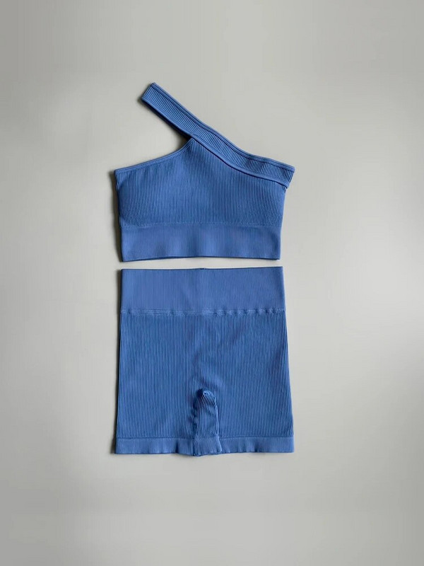 Zökkenőmentes női sportruha Fitness One Vállas jóga szett Push Up melltartó edzés Tornatermi rövidnadrág Futóruházat Sportruházat tréningruha