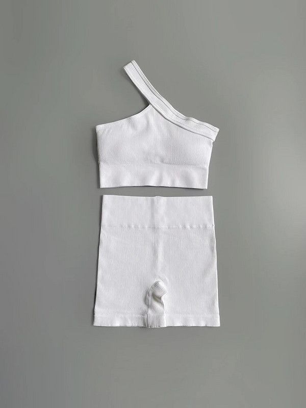 Zökkenőmentes női sportruha Fitness One Vállas jóga szett Push Up melltartó edzés Tornatermi rövidnadrág Futóruházat Sportruházat tréningruha