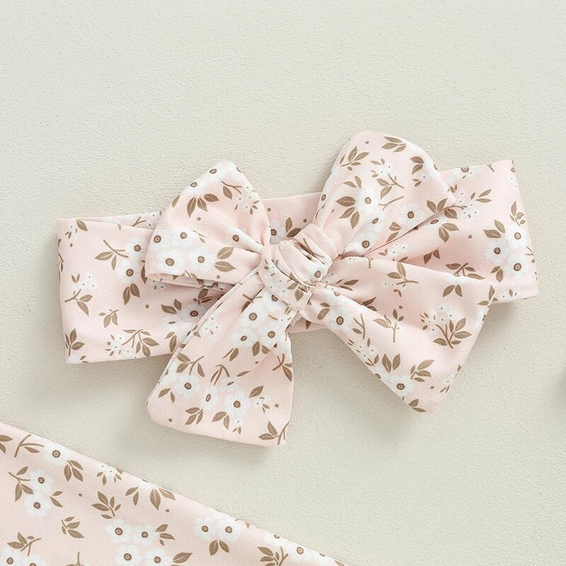 Baby Girls 3 db-os ruházati készletek hosszú ujjú fodros nadrág virágos nadrág fejpánt szettek